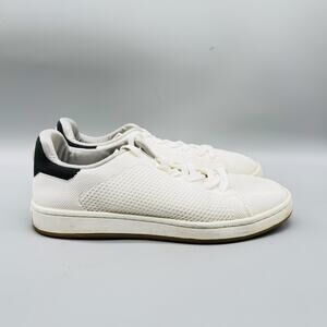 Suavs Shoes Mens 8 White Black Knit Classic Sneakers Mesh Low Top Lightweight